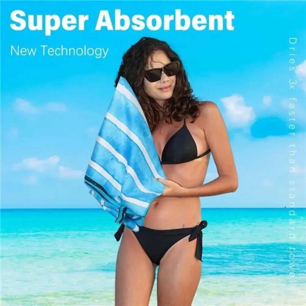 Microfiber Lightweight Thin Gym Beach Towel Compact Waves Tie Dye Desing 32